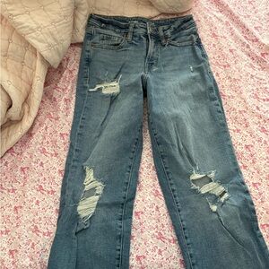 Old Navy O.G. Loose Denim Blue Jeans High Rise Distressed Women's SIZE 0